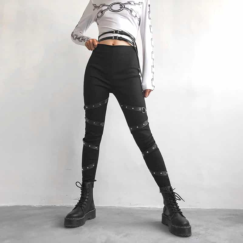 Black Streetwear Gothic Pencil Pants