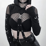 Gothic Hooded Crop Top Sweatshirt