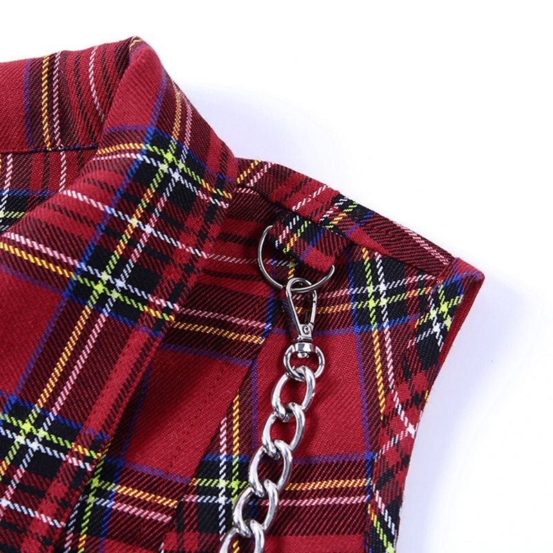 Plaid Zipper Punk Vest