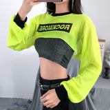 Print Mesh Neon Crop Top