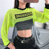 Print Mesh Neon Crop Top