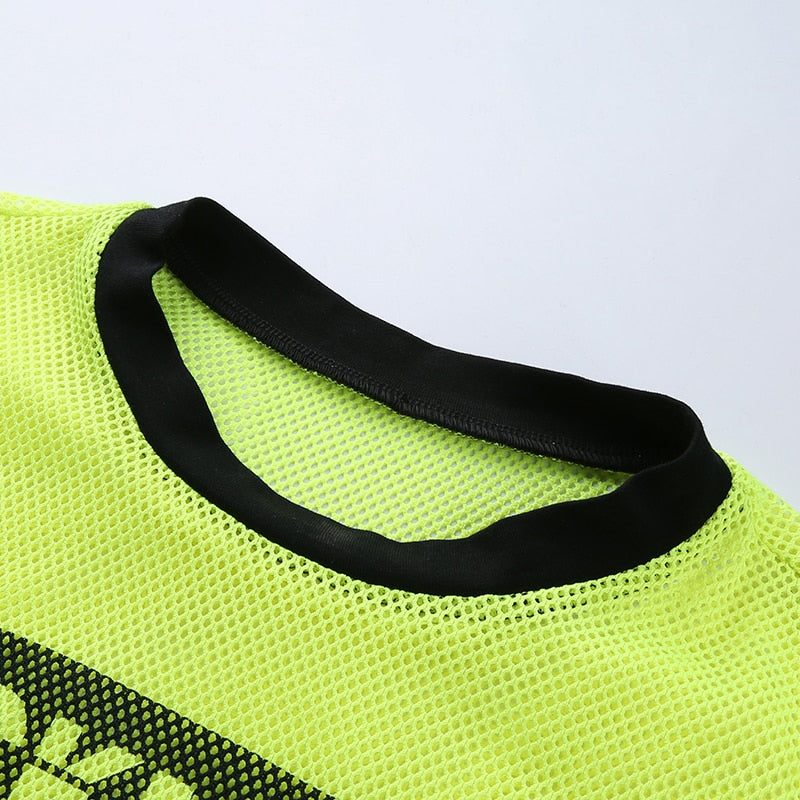 Print Mesh Neon Crop Top