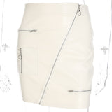 PU Leather Zipper High Waist Mini Skirt