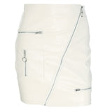 PU Leather Zipper High Waist Mini Skirt