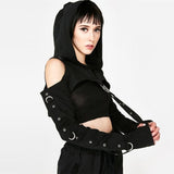 Gothic Hooded Crop Top Sweatshirt