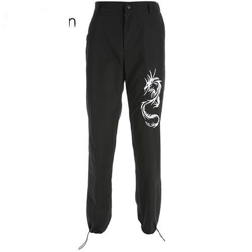 Dragon Embroidery Cargo Pants