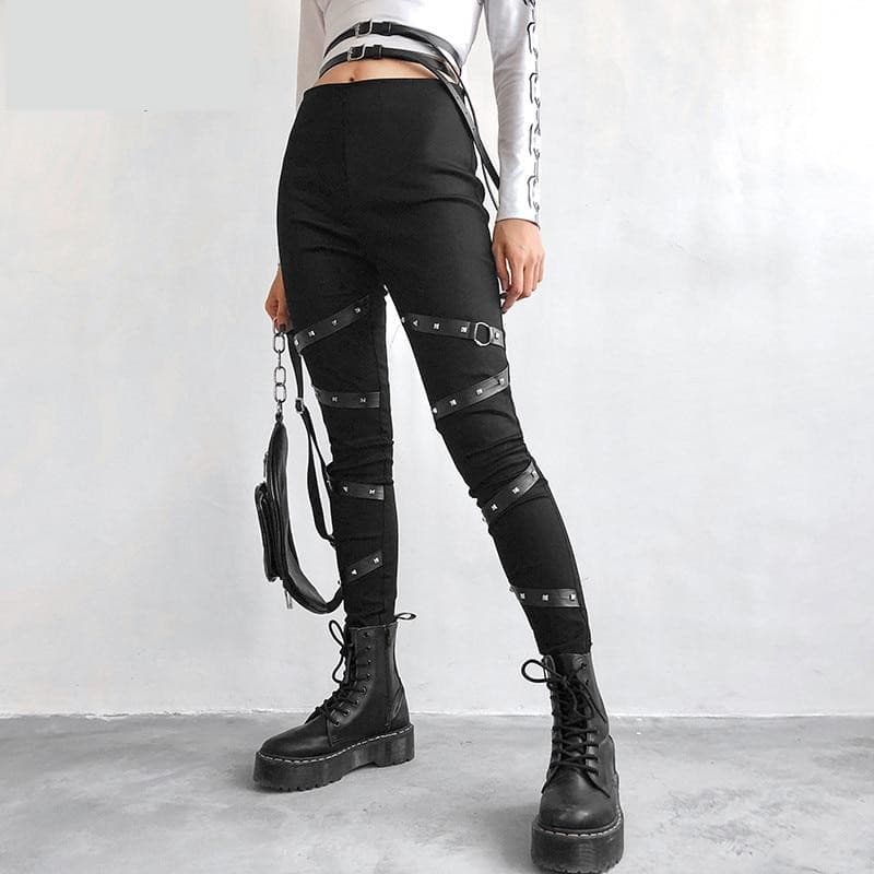 Black Streetwear Gothic Pencil Pants