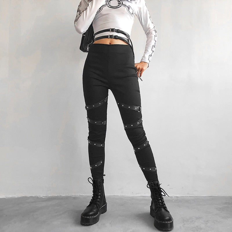 Black Streetwear Gothic Pencil Pants