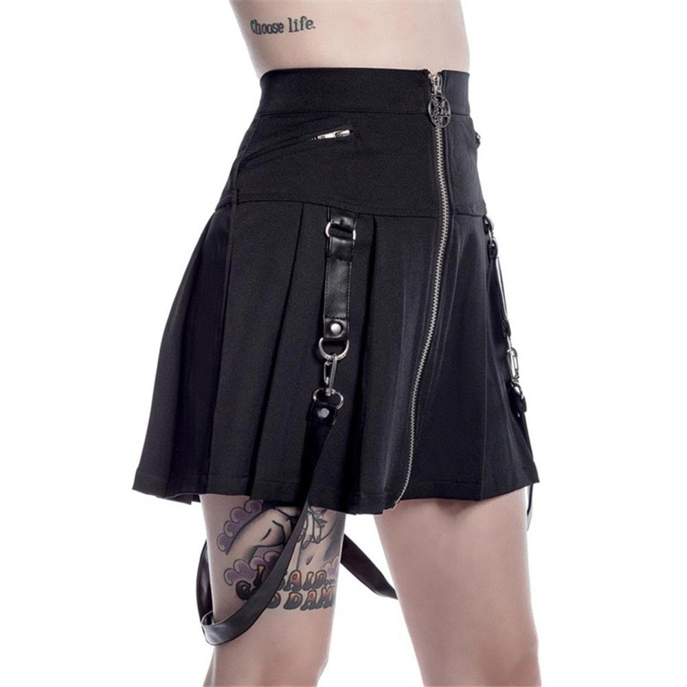 Plaid Zipper Punk Skirt